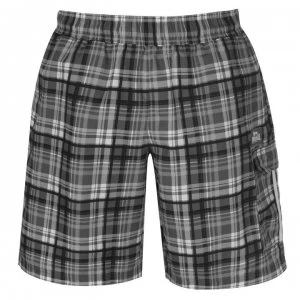 Image of Lonsdale 2 Stripe Checked Shorts Mens - Black