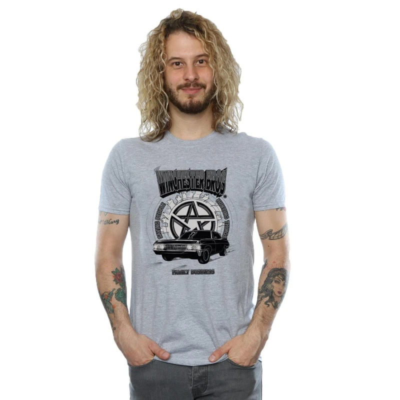 Image of Supernatural Supernatural Men Winchester Bros T-Shirt in Grey Size: Small Grey S Male 5057245669221