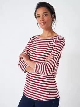 Image of Crew Clothing Essential Breton Top -red, Red, Size 12, Women