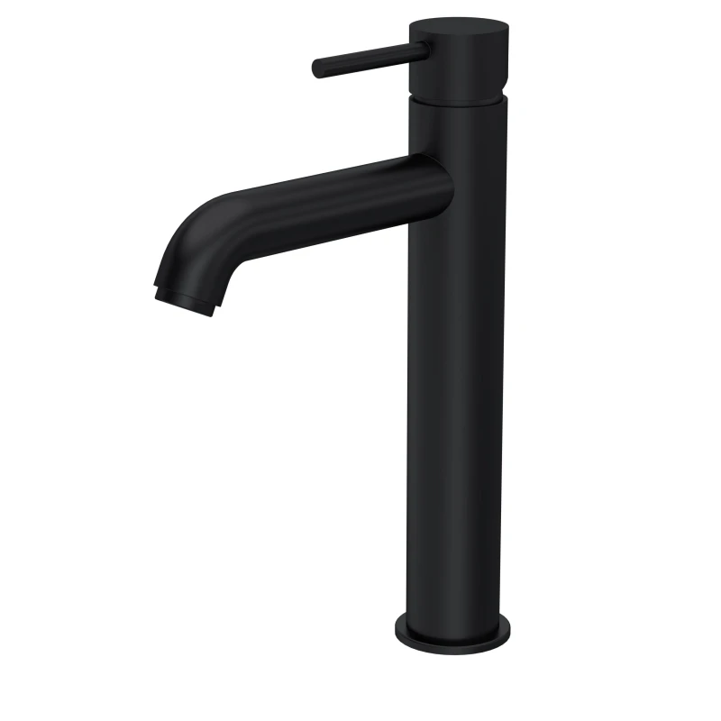 Image of Balterley Round Minimalist Tall Mono Basin Mixer Tap Matt Black Black