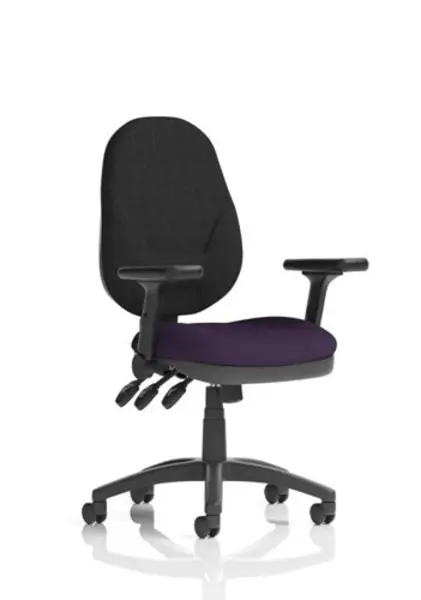 Image of Eclipse Eclipse Plus XL Lever Task Operator Chair Bespoke Colour Seat Tansy Purple with Height Adjustable and Folding Arms KCUP1803