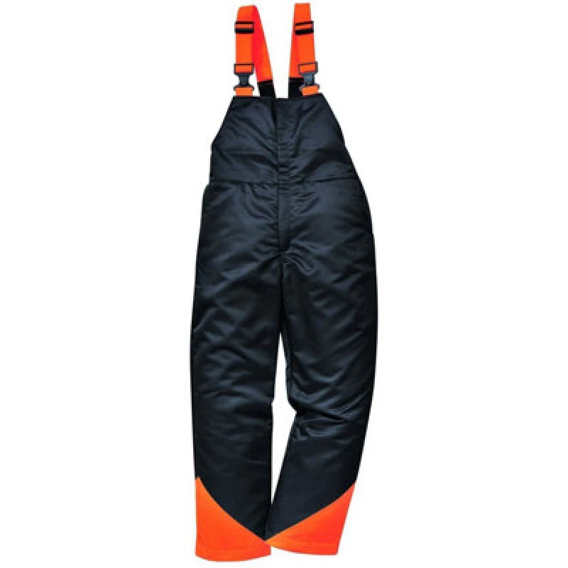 Image of Portwest Oak Chainsaw Bib and Brace CH12BKRXL Colour: Black / Orange