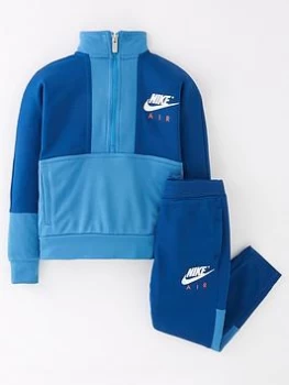 Image of Boys, Nike Air Half Zip Tricot Pant Set - Blue Size 2-3 Years