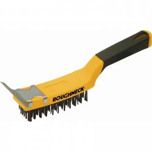 Image of Roughneck Carbon Steel Wire Brush with Integrated Scraper 4 Rows