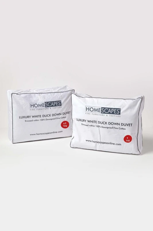 Image of Homescapes Luxury White Duck Down 13.5 Tog All Seasons Duvet, Single