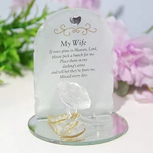 Image of Thoughts Of You Glass Rose Sentiment Ornament - My Wife