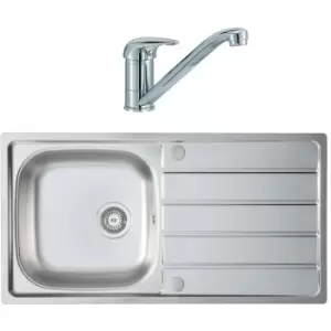 Image of Homestyle - KD100L Kitchen Sink 1.0 Kona Reversible Drainer Stainless Steel & Tap