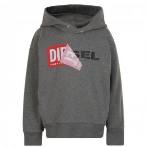 Image of Diesel Salby Peel Hooded Logo Sweatshirt - Grey K963