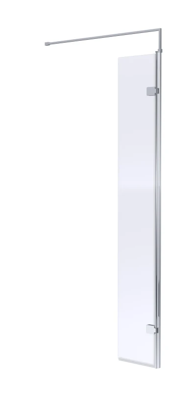 Image of Balterley 8mm Safety Glass Hinged Return Screen Support Bar Chrome 300x1850mm Silver