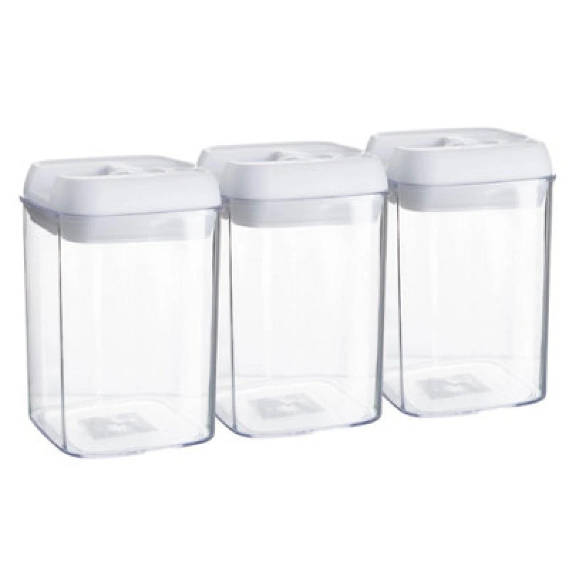 Image of Argon Tableware 3X Food Storage Containers - 800Ml - White Airtight Plastic Storage Pantry Food Organiser With Flip Lock Lid