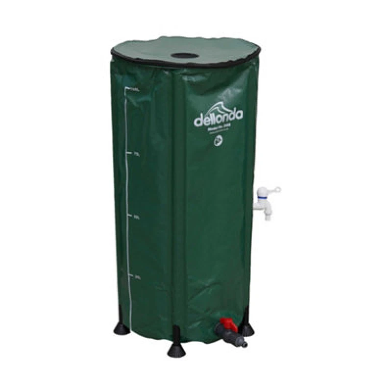 Image of Dellonda Collapsible Pvc Garden Water Butt With Zipped Lid & Drain Tap, 100L