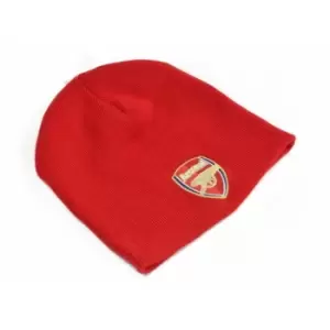 Image of Arsenal FC Official Football Knitted Beanie Hat (One Size) (Red)