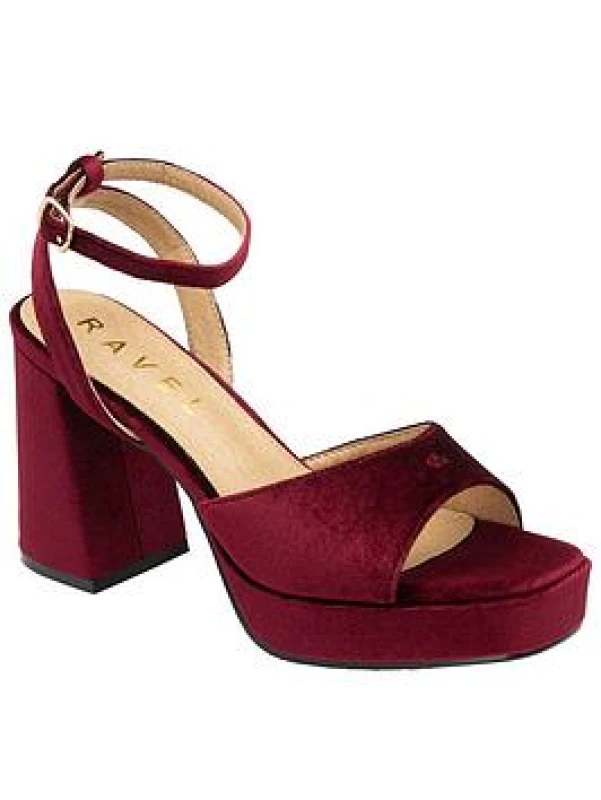 Image of Ravel 'Surina' Velvet Heeled Sandals Burgundy