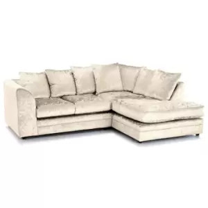 Image of Canolo Luxury RHF Corner Chaise Crush Velvet Sofa - Mink - Mink