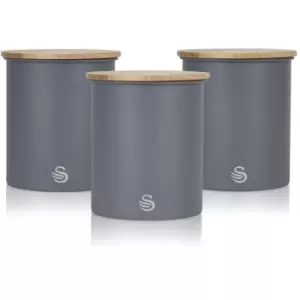 Image of Swan Nordic Set of 3 Canisters - Grey, Cotton - ["Grey"]