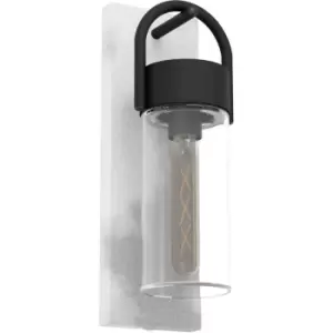 Image of Eglo Hornwood Black And Natural Metal And Wood Spot Light Wall Light - grey, black