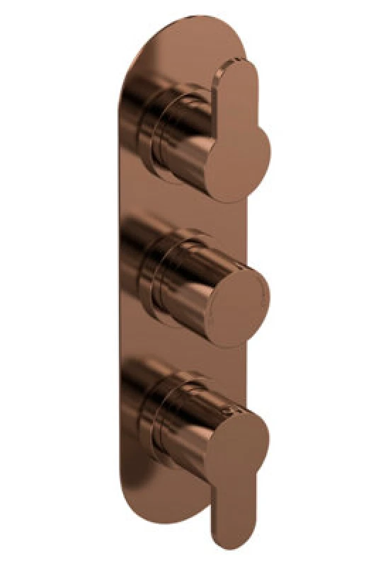 Image of Nuie Arvan Triple Thermostatic Valve, Concealed Shower Valve With Precise Temperature Control, Brushed Bronze Finish