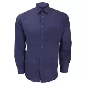 Image of Kustom Kit Mens Long Sleeve Business Shirt (19inch) (Dark Navy)