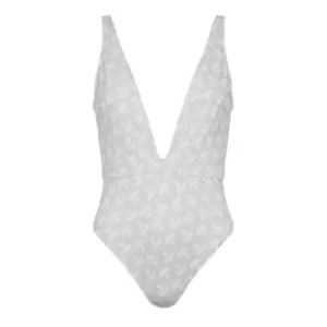 Image of TOMMY HILFIGER Plunge One Piece Print - White