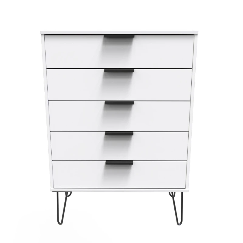 Image of Ready Assembled 2 U Fuji 5 Drawer Chest (Ready Assembled) in White White Unisex