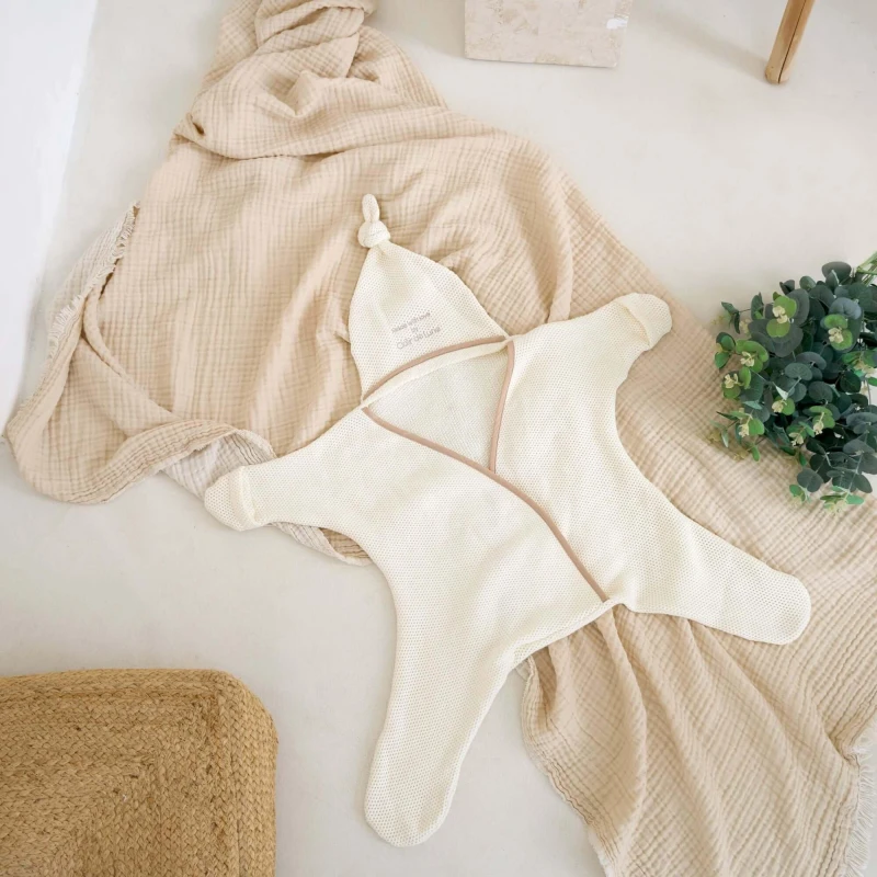 Image of Clair De Lune Breathable Star Mesh Organic Wrap 6-12 Months Cream unisex One Size