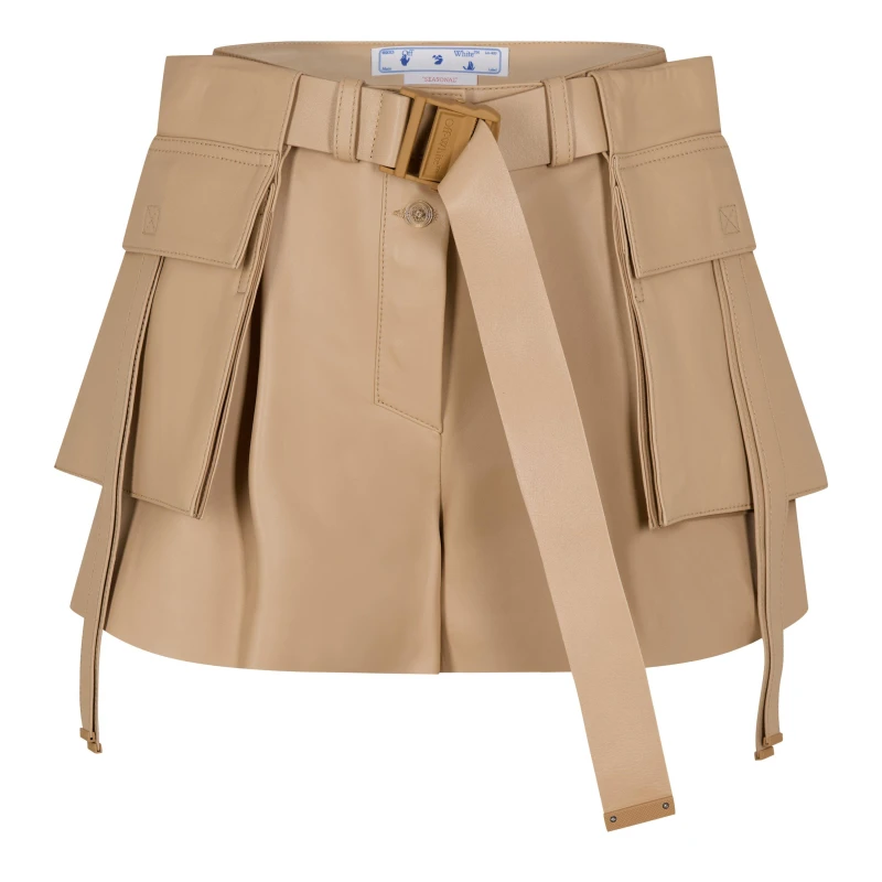 Image of Off White Womens Gabardine Cargo Shorts Camel female 6 (38)