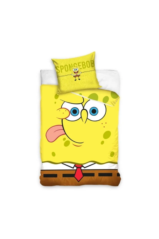 Image of SpongeBob SquarePants Reversible Face Duvet Cover Set in Yellow Size: Single Yellow Unisex Single