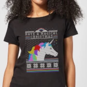 Image of Have a magical Christmas Fair isle Womens T-Shirt - Black - 4XL - Black