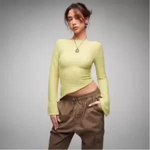 Image of Missguided Textured Asymmetric Hem Top - Cream