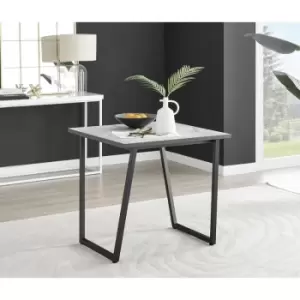 Image of Furniturebox Carson Square White Marble Effect Modern Industrial Dining Table With Black Legs