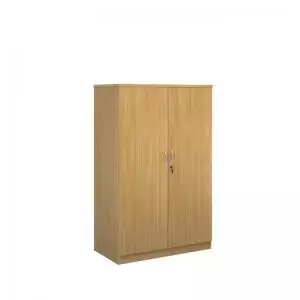 Image of Deluxe double door cupboard 1600mm high with 3 shelves - oak
