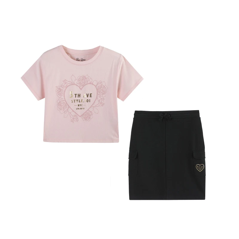 Image of Be You Older Girl Crop T-Shirt and Cargo Skirt - Pink Pink 4 - 5 Years
