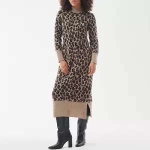 Image of Barbour International Agusta Leopard-Intarsia Midi Dress - UK 14