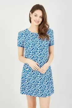 Image of Blue Ditsy Print Tunic Dress