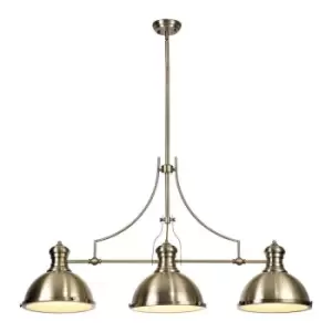 Image of Linear Ceiling Pendant, 3 x E27, Antique Brass, Frosted Glass - Luminosa Lighting