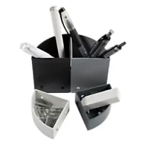 Image of Exacompta Pen Pot 68294D Classic Polysterene 83 x 120 x 120 mm Grey Pack of 3