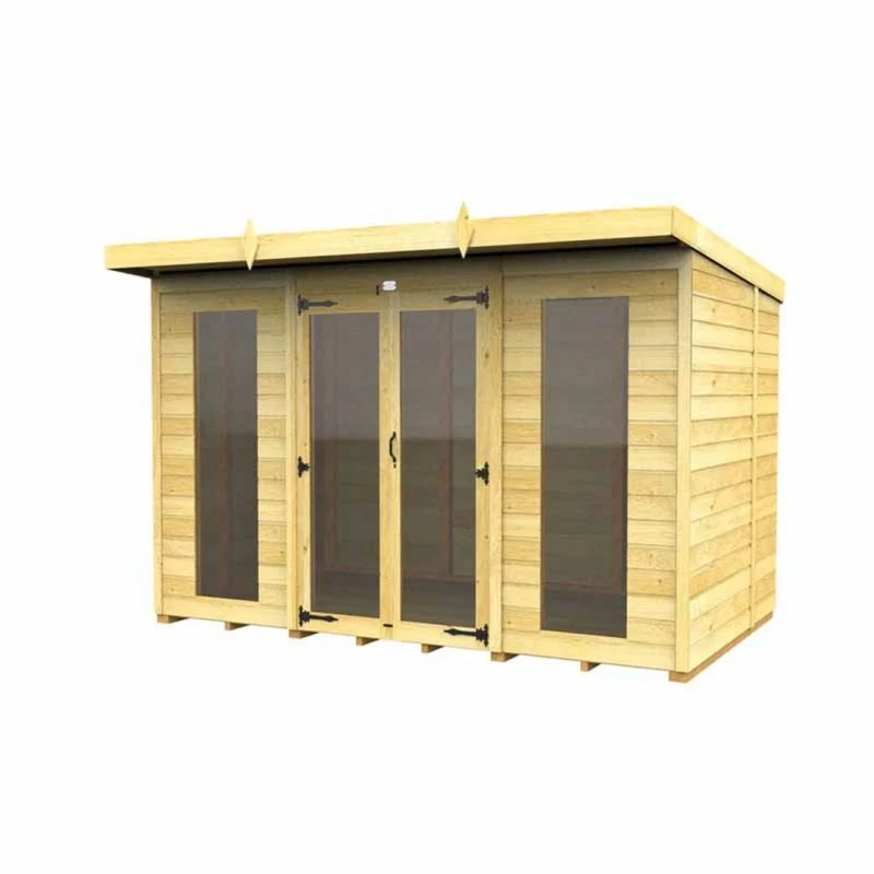 Image of Buttercup Farm 10x8 ft Pent Summer House (Full Height Window) - L231 x W302 x H201cm in Brown Brown Unisex