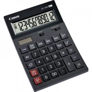 Image of Canon AS-1200 Desk calculator Black Display (digits): 12 solar-powered, battery-powered (W x H x D) 119 x 37 x 177 mm