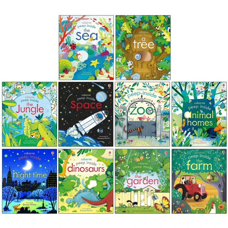 Image of Usborne Peep Inside 10 Books Collection Set (Tree, The Sea, the Jungle, Space, Zoo, Animal Homes ) Anna Milbourne Books