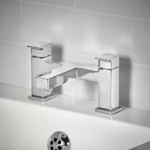 Image of Hansgrohe Vernis Shape Bathroom Bath Mixer Tap Twin Lever Modern Square Chrome - Silver