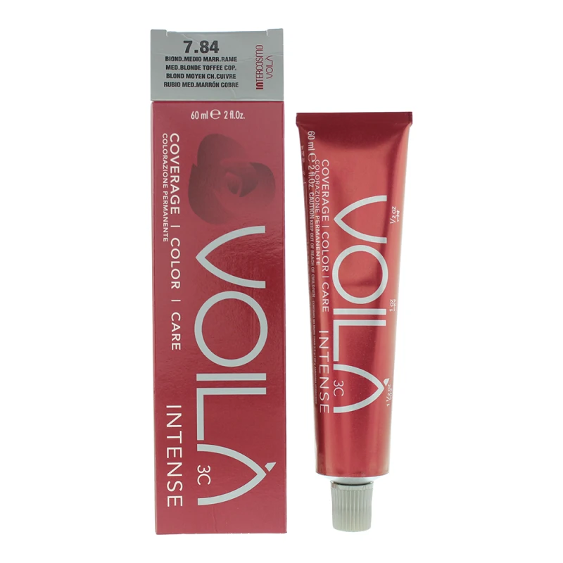 Image of Intercosmo Voila 3c Intense 7.84 Medium Blonde Toffee Copper Hair Colour 60ml