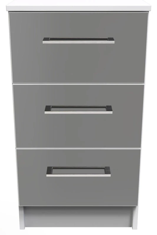 Image of Chester 3 Drawer Bedside Cabinet In Black & White (Ready Assembled)