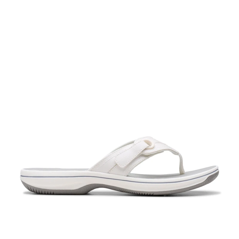 Image of Clarks Clarks Women Brinkley Reyna White Flip Flops,Flat Sandals Size: 7-Standard Fit White 7-Standard Fit Female 5063421305852