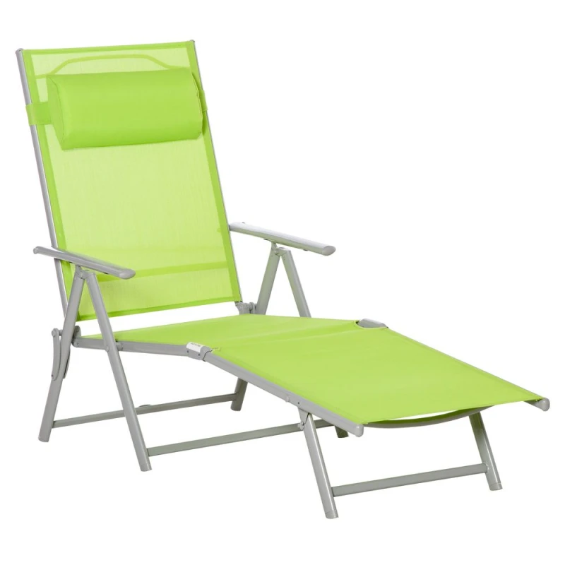 Image of Outsunny Sling Patio Reclining Chaise Lounge - Green 84B-184GN