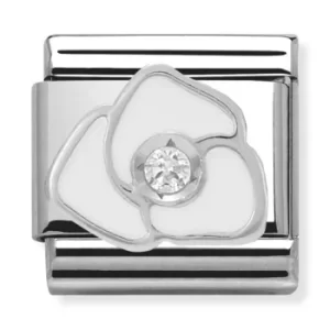 Image of Nomination CLASSIC Silvershine White Rose Flower Charm 330305/06