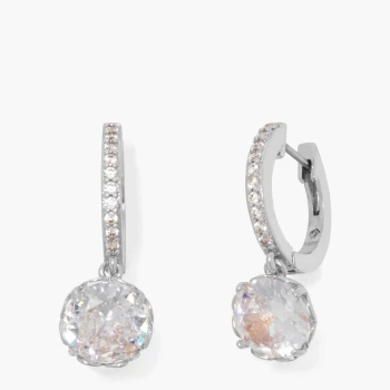 Image of Kate Spade New York Womens Pave Huggies - Clear/Silver