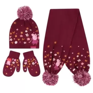 Image of Regatta Peppa hat, glove and scaff set - BerryP/Autum