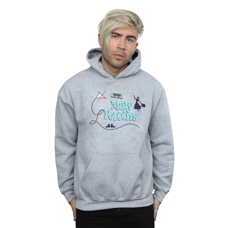 Image of Disney Men Mary Poppins Logo Hoodie in Grey Size: Small Grey S Male 5057864522426