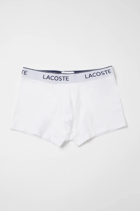 Image of Lacoste Mens 3 Pack Boxers All White Size: 2XL White Male 2XL