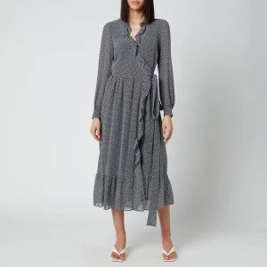 Image of Michael Kors Womens Mini Bicolor 60S Floral Dress - Midnight Blue - M